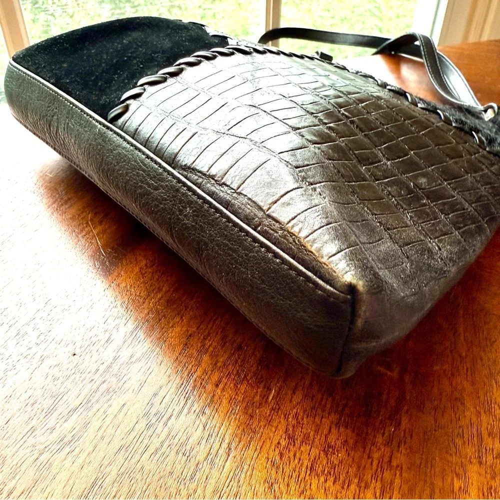Fossil Mixed Media Black Leather Bag